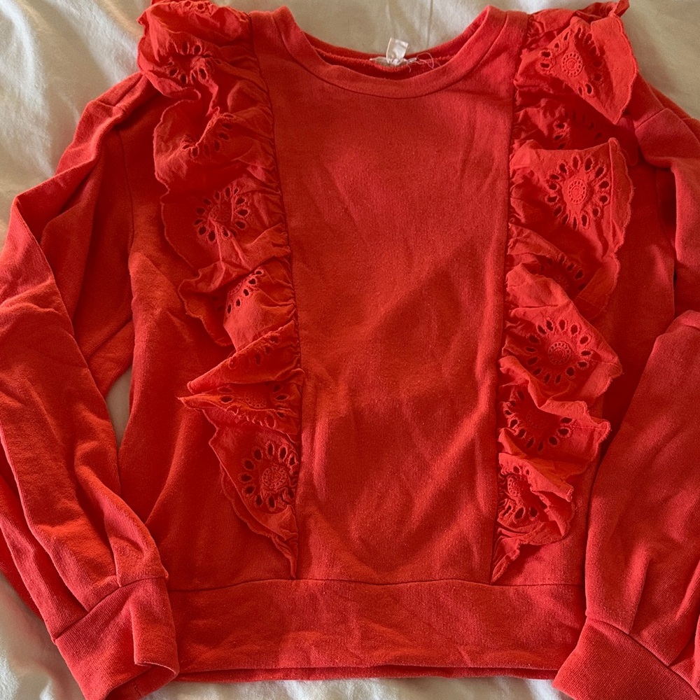 Sz M Melrose and Market ruffle sweatshirt in pinkish red